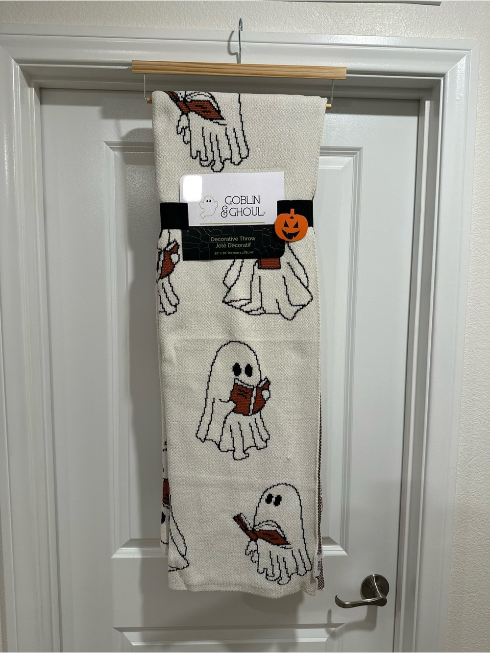 Goblin and Ghoul Halloween Ghost Reading Book Throw Blanket
